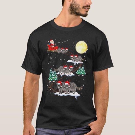 Xmas Lighting Tree Santa Riding Raccoon Christmas T-shirt (Voorkant)