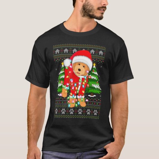 Xmas Lighting Ugly Santa Goldendole Kerstmis T-shirt (Voorkant)