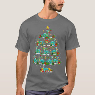 Xmas Lights Brontosaurus Dinosaur kerstboom T-shirt