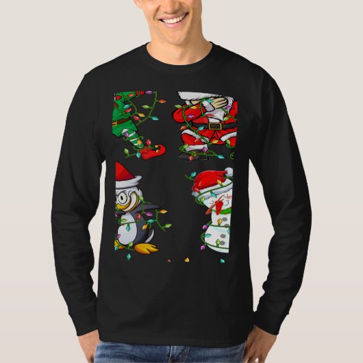 Xmas Lights Dabbing Santa Elf Friends Christmas Da T-shirt (Voorkant)