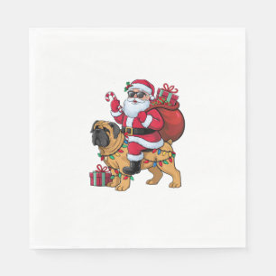 Xmas Lights Funny Santa Rijdende Engelse Mastiff D Servet