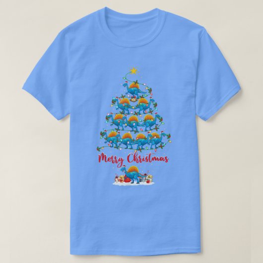 Xmas Lights Funny Santa Spinosaurus Dinosaur Chris T-shirt (Design voorkant)