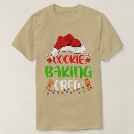 Xmas Lights Gingerbrood Cookie Baking Crew Christm T-shirt (Design voorkant)