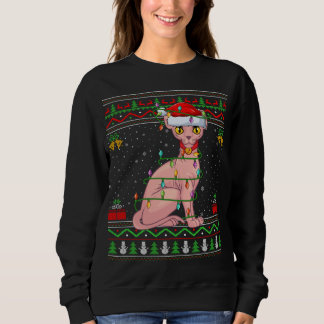 Xmas Lights Lelijke trui stijl Santa Sphynx Kat CH