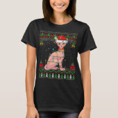 Xmas Lights Lelijke trui stijl Santa Sphynx Kat CH T-shirt (Voorkant)