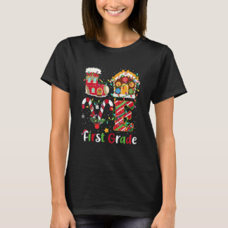 Xmas Lights Love First Grade Teacher Kerstman T-shirt