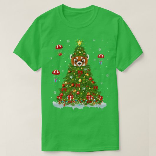 Xmas Lights Matching Family Funny Red Panda Christ T-shirt (Design voorkant)