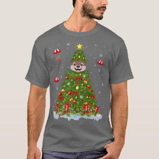 Xmas Lights Matching Family Funny Zee Otter Christ T-shirt