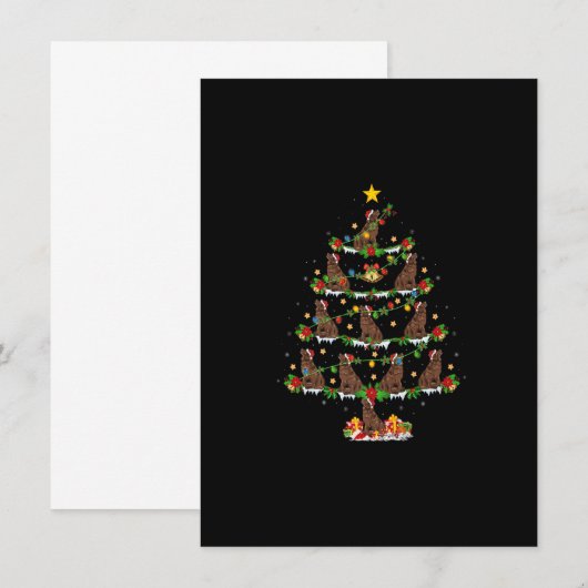 Xmas Lights Newfoundland Dog kerstboompremie Kaart (Voorkant / Achterkant)