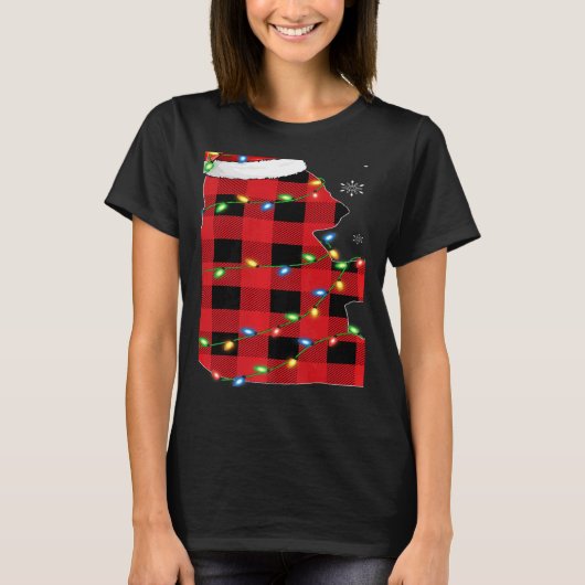 Xmas Lights Red Buffalo Plaid Panda Christmas Paja T-shirt (Voorkant)