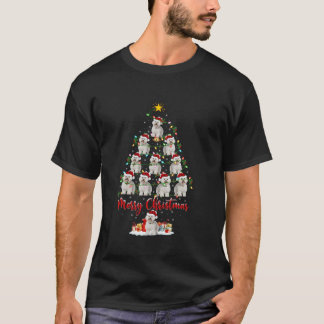 Xmas Lights Santa Bichon Frise Dog kerstboom T-shirt