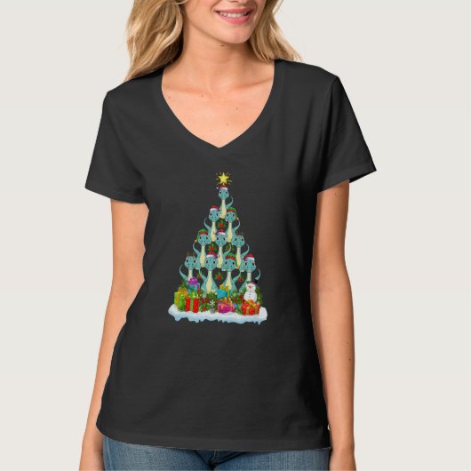 Xmas Lights  Santa Brontosaurus Dinosaur Christmas T-shirt (Voorkant)