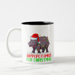 Xmas Lights Santa Brontosaurus Dinosaur Kerstmis Tweekleurige Koffiemok