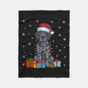 Xmas Lights Santa Duitse Kortharige Pointer Dog C Fleece Deken