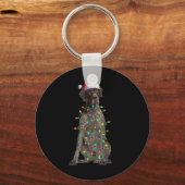 Xmas Lights Santa German Shorthaired Inter Dog Chr Sleutelhanger (Voorkant)