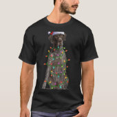 Xmas Lights Santa German Shorthaired Inter Dog Chr T-shirt (Voorkant)