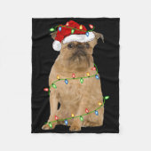 Xmas Lights Santa Hat Brussels Griffon Dog Christm Fleece Deken (Voorkant)
