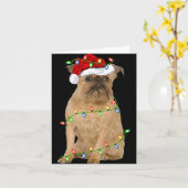 Xmas Lights Santa Hat Brussels Griffon Dog Christm Kaart (Gele Bloem)