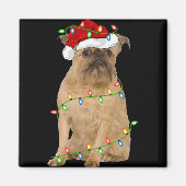 Xmas Lights Santa Hat Brussels Griffon Dog Christm Magneet (Voorkant)