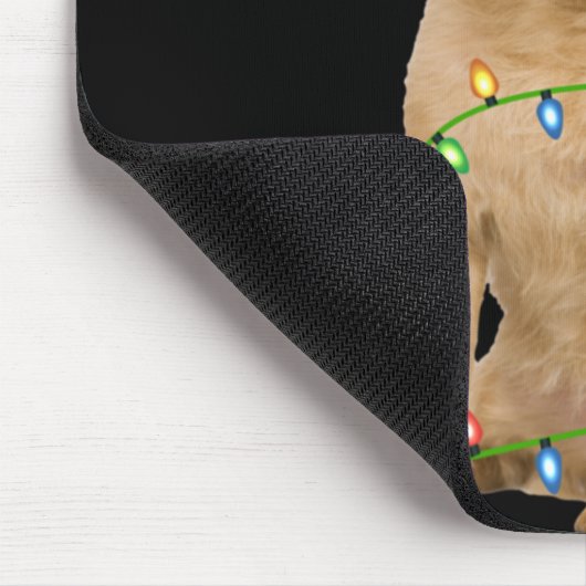 Xmas Lights Santa Hat Brussels Griffon Dog Christm Muismat (Hoek)