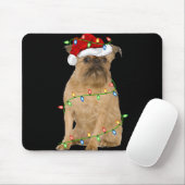 Xmas Lights Santa Hat Brussels Griffon Dog Christm Muismat (Met muis)