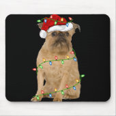 Xmas Lights Santa Hat Brussels Griffon Dog Christm Muismat (Voorkant)