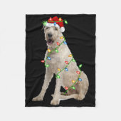 Xmas Lights Santa Hat Irish Wolfhound Dog Christma Fleece Deken (Voorkant)