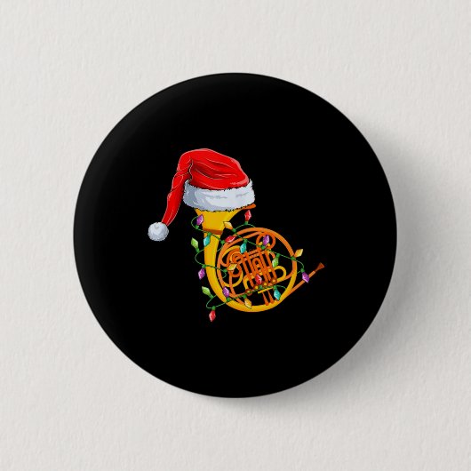 Xmas Lights Santa Hat Musical French Horn Christma Ronde Button 5,7 Cm (Voorkant)