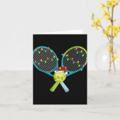 Xmas Lights Santa Hat Tennis Christmas Premium Kaart (Gele Bloem)