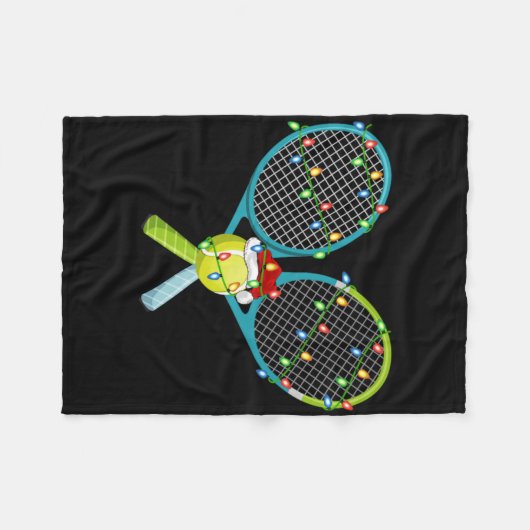 Xmas Lights Santa Hat Tennis Christmas Premium T S Fleece Deken (Voorkant (Horizontaal))