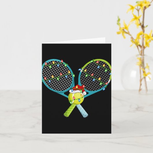 Xmas Lights Santa Hat Tennis Christmas Premium T S Kaart (Gele Bloem)