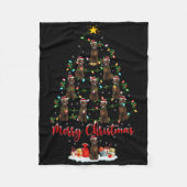 Xmas Lights Santa Irish Setter Dog Christmas Tree  Fleece Deken (Voorkant)