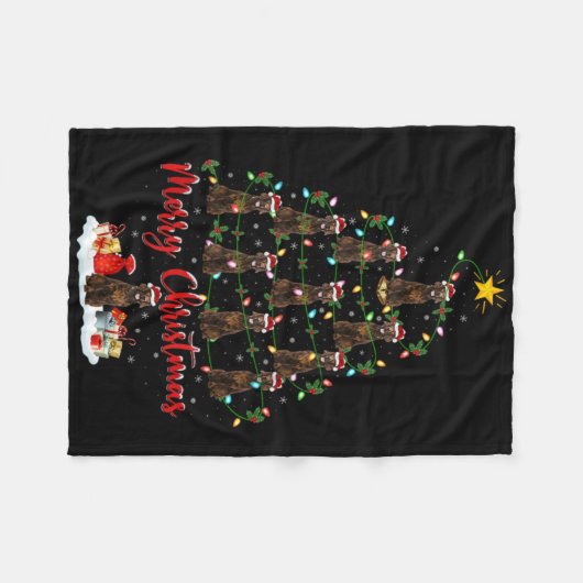Xmas Lights Santa Irish Setter Dog Christmas Tree  Fleece Deken (Voorkant (Horizontaal))