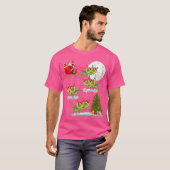 Xmas Lights Santa Riding Dilophosaurus Dinosaur CH T-shirt (Voorkant volledig)
