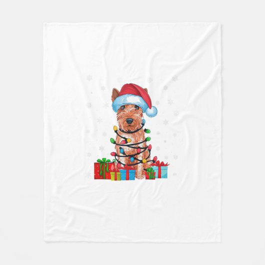 Xmas Lights Santa Soft Coated Wheaten Terrier Hond Fleece Deken (Voorkant)