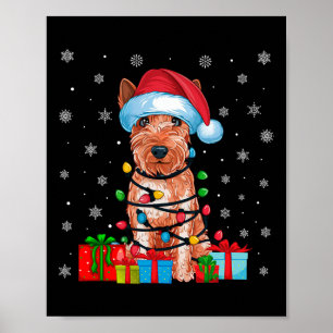 Xmas Lights Santa Soft Coated Wheaten Terrier Hond Poster