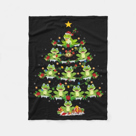 Xmas Lights Santa Tree Frog Christmas Tree Premium Fleece Deken (Voorkant)