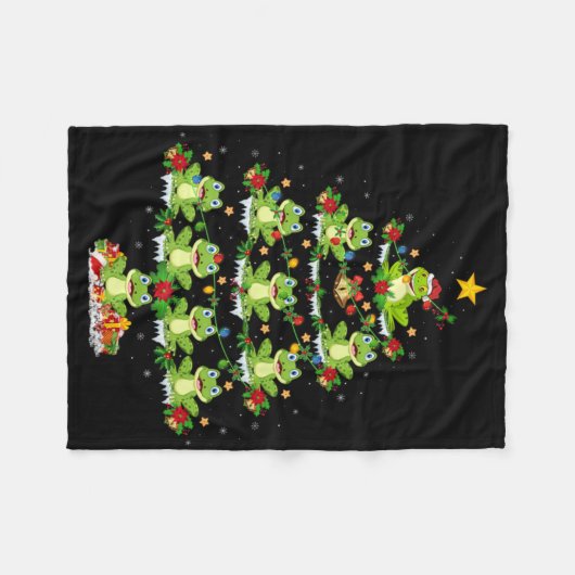 Xmas Lights Santa Tree Frog Christmas Tree Premium Fleece Deken (Voorkant (Horizontaal))