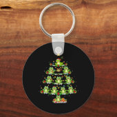 Xmas Lights Santa Tree Frog Christmas Tree Premium Sleutelhanger (Voorkant)