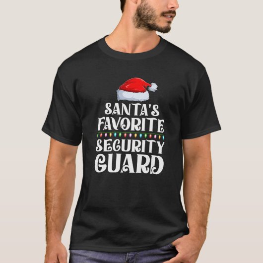 Xmas Lights Santa's Favorieten Beveiligingsbewaker T-shirt (Voorkant)