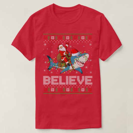 Xmas Lights Shark Beleef lelijke hondenhaai T-shirt (Design voorkant)