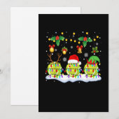 Xmas Lights Three Reindeer Santa Elf Tennis Balls Feestdagenkaart (Voorkant / Achterkant)