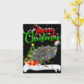 Xmas Lights Tree Santa Guinea Fowl Bird Merry Chri Kaart (Gele Bloem)