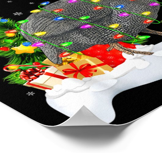 Xmas Lights Tree Santa Guinea Fowl Bird Merry Chri Poster (Hoek)