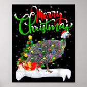 Xmas Lights Tree Santa Guinea Fowl Bird Merry Chri Poster (Voorkant)