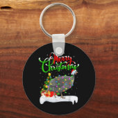Xmas Lights Tree Santa Guinea Fowl Bird Merry Chri Sleutelhanger (Voorkant)
