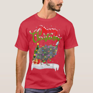 Xmas Lights Tree Santa Guinee Fowl Bird Merry Chri T-shirt