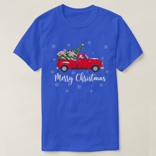 Xmas Lights Tree Santa Ride Flamingo Red Truck Chr T-shirt (Design voorkant)
