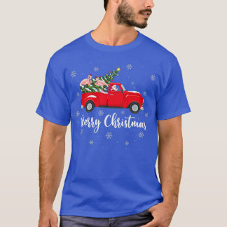 Xmas Lights Tree Santa Ride Flamingo Red Truck Chr T-shirt