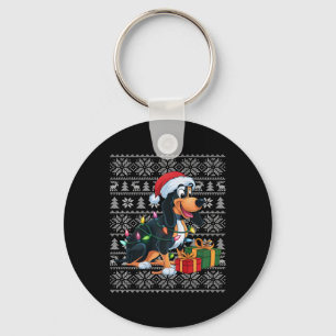 Xmas Lights Ugly Santa Black en Tan Coonhound Dog Sleutelhanger